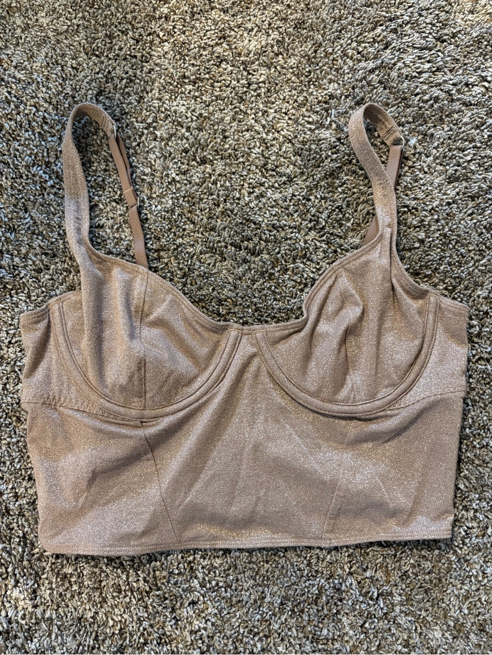 Gilly Hicks Shimmery Longline Bralette - Champagne Taupe